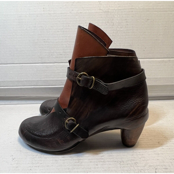 Munoz Vrandecic Handmade Wood Heel Leather Heels Shoes Euro Sz 37 US 6.5 - Picture 3 of 12